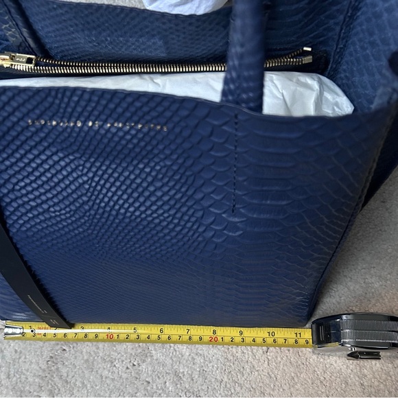 Ampersand As Apostrophe Half Tote Navy Night Python Textured Leather NWT - Picture 3 of 10